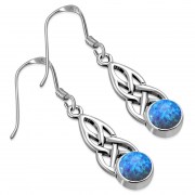 Synthetic Opal Celtic Silver Earrings - e298